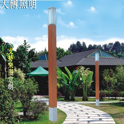 方形LED景觀燈特色木紋工藝鋁制簡約公園庭院景觀燈柱廠家批發(fā)